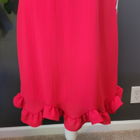 Red Ruffled Mini Dress - Picture 2 of 5